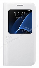 Samsung Galaxy S7 Orjinal Pencereli View Cover Beyaz Klf