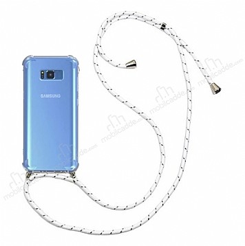 Samsung Galaxy S8 Beyaz izgili Askl effaf Silikon Klf