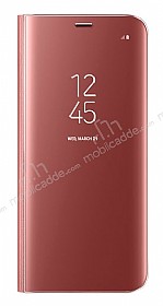 Eiroo Samsung Galaxy S8 Clear View Uyku Modlu Standl Kapakl Rose Gold Klf
