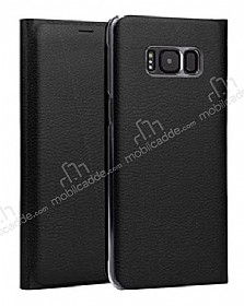 Samsung Galaxy S8 Czdanl Yan Kapakl Siyah Deri Klf