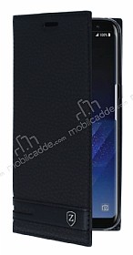 Samsung Galaxy S8 Gizli Mknatsl Yan Kapakl Siyah Deri Klf