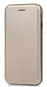Samsung Galaxy S8 Plus Curve Manyetik Kapakl Gold Deri Klf
