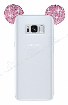 Samsung Galaxy S8 Plus Tal Kulakl Pembe Silikon Klf