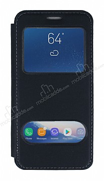 Samsung Galaxy S9 ift Pencereli Kapakl Siyah Klf