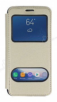 Samsung Galaxy S9 ift Pencereli Kapakl Gold Klf