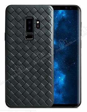 Samsung Galaxy S9 Plus Hasr Desenli Siyah Silikon Klf