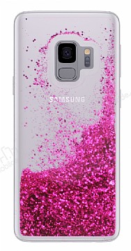 Samsung Galaxy S9 Simli Sulu Koyu Pembe Rubber Klf