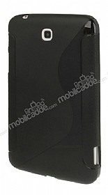 Samsung Galaxy Tab 3 7.0 Desenli Siyah Silikon Klf