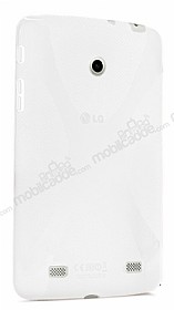 LG G Pad 7.0 V400 Desenli effaf Beyaz Silikon Klf