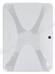 Samsung Galaxy Tab 4 10.1 Desenli effaf Beyaz Silikon Klf