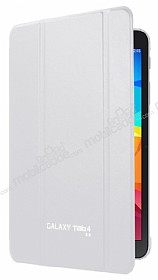 Samsung Galaxy Tab 4 8.0 Standl nce Yan Kapakl Beyaz Deri Klf