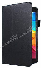 Samsung Galaxy Tab 4 8.0 Standl Yan Kapakl Siyah Deri Klf