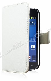 Samsung Galaxy Trend Lite S7390 Czdanl Yan Kapakl Beyaz Deri Klf