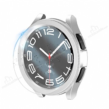 Samsung Galaxy Watch 6 Classic 47 mm Ekran Korumal Beyaz Silikon Klf