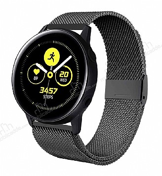 Eiroo Milanese Loop Samsung Galaxy Watch Active 2 Siyah Metal Kordon (40 mm)