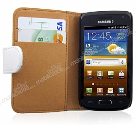 Samsung i8150 Galaxy W Czdanl Beyaz Deri Klf