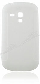Samsung i8190 Galaxy S 3 Mini Dik Desenli Beyaz Silikon Klf