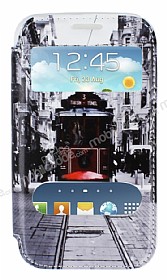 Samsung i8550 Galaxy Win Gizli Mknatsl ift Pencereli Taksim Deri Klf