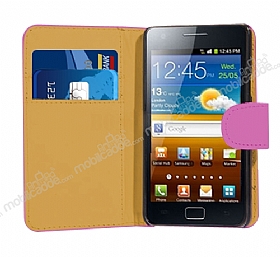 Samsung i9100 Galaxy S 2 Pembe Yan Czdanl Klf