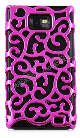 Samsung i9100 Galaxy S2 Floral Pembe Rubber Klf