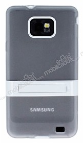 Samsung i9100 Galaxy S2 Standl effaf Beyaz Silikon Klf