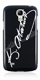 Samsung i9190 Galaxy S4 Mini Atatrk mzal Sert Parlak Siyah Rubber Klf