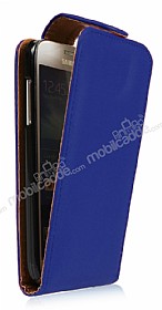 Samsung i9190 Galaxy S4 mini Dik Kapakl Mavi Deri Klf