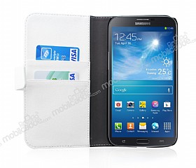 Samsung i9200 Galaxy Mega 6.3 Czdanl Standl Beyaz Deri Klf