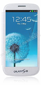 Samsung Galaxy S3 / S3 Neo Full Ekran Pencereli nce Yan Kapakl Beyaz Klf