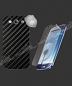 Samsung i9300 Galaxy S3 IPG Siyah Karbon Fiber Film