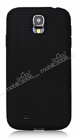 Samsung i9500 Galaxy S4 Nokta Desenli Mat Siyah Silikon Klf