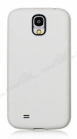 Samsung i9500 Galaxy S4 Nokta Desenli Mat Beyaz Silikon Klf