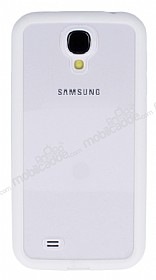Samsung i9500 Galaxy S4 Silikon Kenarl effaf Beyaz Rubber Klf