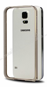 Eiroo Samsung i9600 Galaxy S5 Gold izgili Bumper ereve Gold Klf