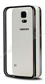 Eiroo Samsung i9600 Galaxy S5 Gold izgili Bumper ereve Siyah Klf