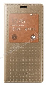 Samsung Galaxy S5 mini Orjinal Pencereli View Cover Gold Klf
