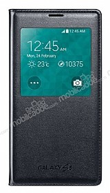 Samsung i9600 Galaxy S5 Orjinal Wireless Pad ile arj Olan Pencereli Siyah Klf