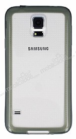 Samsung i9600 Galaxy S5 Siyah Silikon Kenarl effaf Rubber Klf