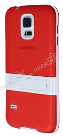 Samsung i9600 Galaxy S5 Standl effaf Krmz Silikon Klf