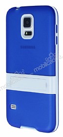 Samsung i9600 Galaxy S5 Standl effaf Mavi Silikon Klf