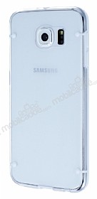 Samsung i9800 Galaxy S6 Beyaz Silikon Kenarl effaf Rubber Klf