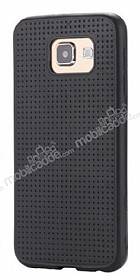 Samsung i9800 Galaxy S6 Nokta Desenli Mat Siyah Silikon Klf