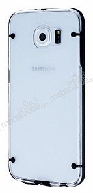 Samsung i9800 Galaxy S6 Siyah Silikon Kenarl effaf Rubber Klf