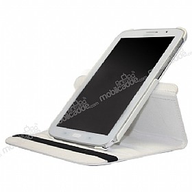 Samsung N5100 Galaxy Note 8.0 360 Derece Dner Standl Beyaz Deri Klf