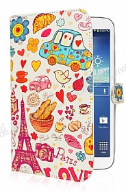 Samsung N5100 Galaxy Note 8.0 Paris Love Standl Yan Kapakl Deri Klf