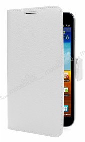 Samsung N7000 Galaxy Note Standl Czdanl Beyaz Deri Klf