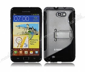 Samsung N7000 Galaxy Note Standl Siyah Silikon Klf