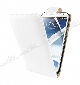 Samsung N7100 Galaxy Note 2 Beyaz Kapakl Deri Klf