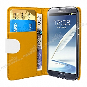 Samsung N7100 Galaxy Note 2 Beyaz Yan Czdanl Klf