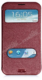 Samsung N7100 Galaxy Note 2 Standl Pencereli Bordo Deri Klf
